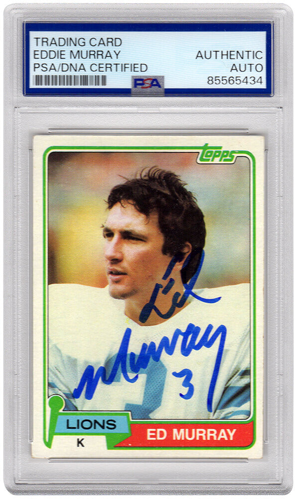 Eddie Murray Autographed Detroit Lions 1981 Topps Rookie Football Trading Card #440 - (PSA Encapsulated)-Powers Sports Memorabilia