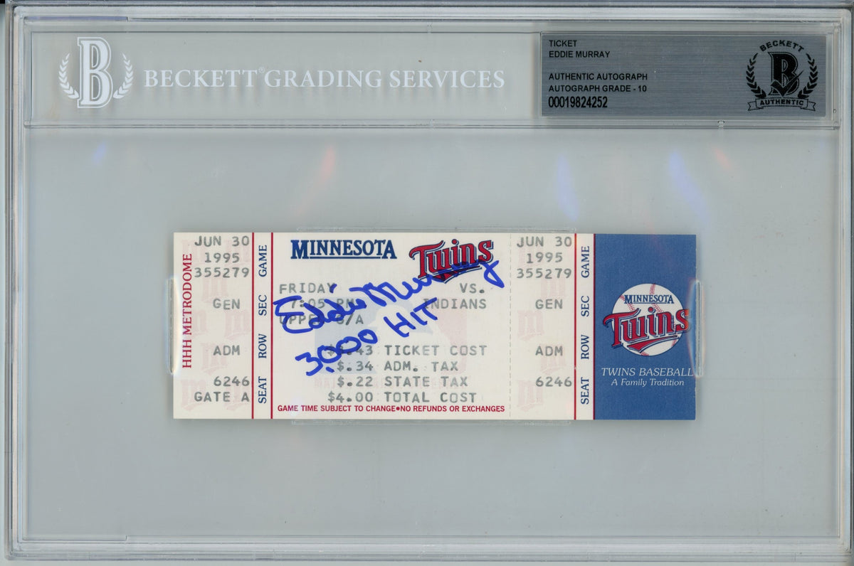 Eddie Murray Baltimore Orioles Signed Card - 1995 3000 Hits 10auto Ticket Beckett Beckett-Powers Sports Memorabilia