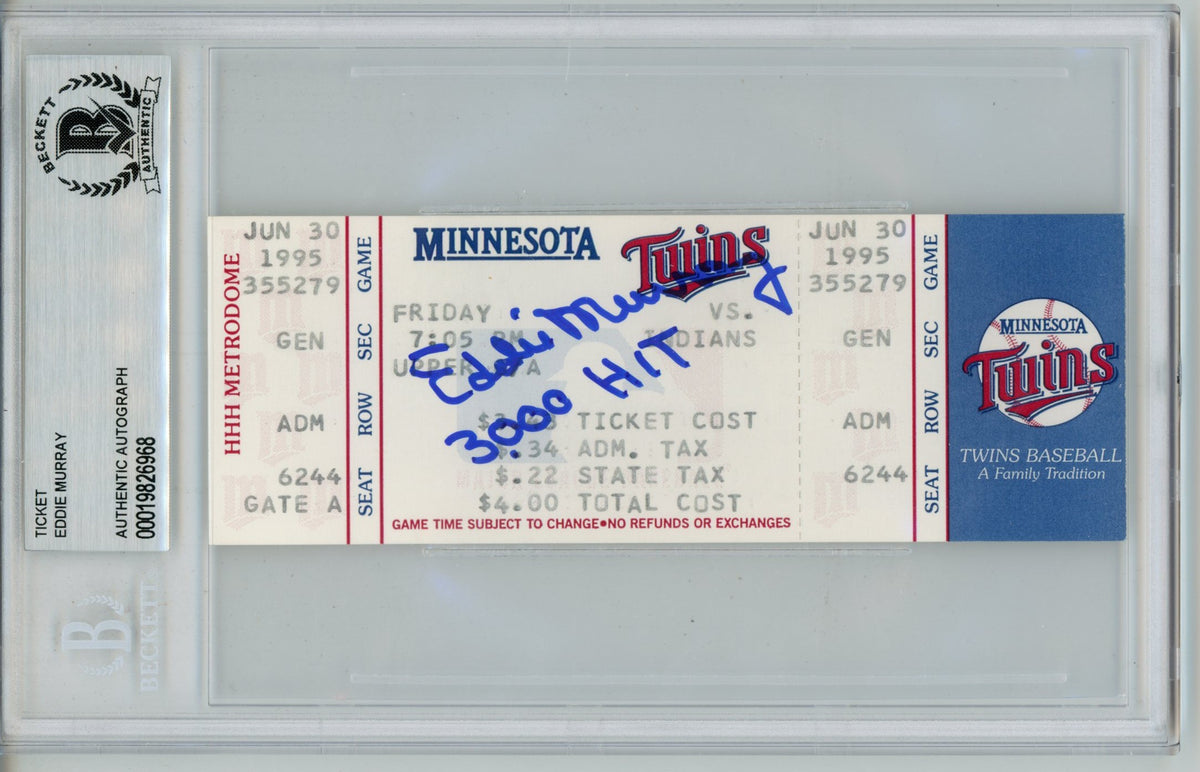 Eddie Murray Baltimore Orioles Signed Card - 1995 3000 Hits Ticket Slab Beckett Beckett-Powers Sports Memorabilia