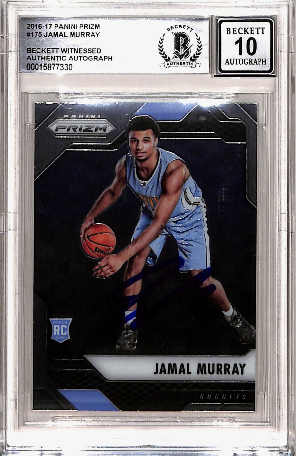 Jamal Murray Denver Nuggets Signed Card - 2016 Prizm #175 Grade 10 Auto Slab Beckett Beckett-Powers Sports Memorabilia