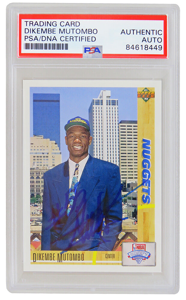 Dikembe Mutombo Denver Nuggets Autographed 1991 92 Upper Deck Rookie Card-Powers Sports Memorabilia