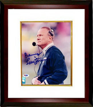 Barry Switzer Autographed Dallas Cowboys 8 x 10 Photograph Custom Framing- PSA Hologram-Powers Sports Memorabilia