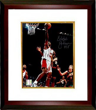Eddie Johnson Autographed Houston Rockets 8 x 10 Photograph Custom Framing - Tri-Star Hologram-Powers Sports Memorabilia