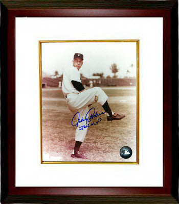 Johnny Podres Autographed Brooklyn Dodgers 8 x 10 Pitching Photograph Custom Framing - JSA Hologram with 55 WS MVP Insc - CTBL_MW16805-Powers Sports Memorabilia