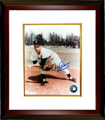 Johnny Podres Autographed Brooklyn Dodgers 8 x 10 Pitching Photograph Custom Framing - JSA Hologram with 55 WS MVP Insc - CTBL_MW16806-Powers Sports Memorabilia