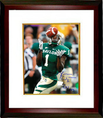 Kendall Wright Autographed Baylor Bears 8 x 10 Photograph Custom Framing with #1 Go Bears (green jersey catch)-Powers Sports Memorabilia