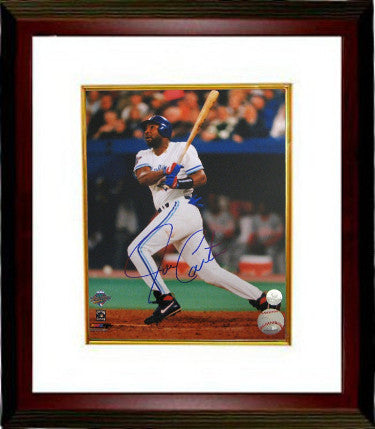 Joe Carter Autographed Toronto Blue Jays 16 x 20 Photograph Custom Framing- MLB Hologram (1993 World Series Swinging)-Powers Sports Memorabilia