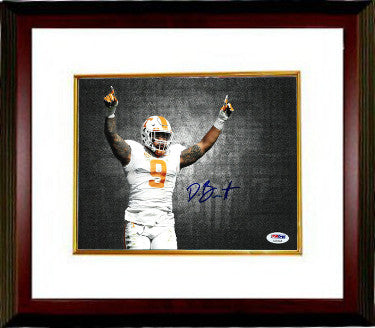 Derek Barnett Autographed Tennessee Volunteers 8 x 10 Photograph Custom Framing #9- PSA Hologram (horizontal arms up)-Powers Sports Memorabilia