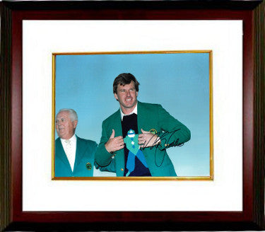 Nick Faldo Autographed PGA 11 x 14 Photograph Custom Framing - JSA Hologram (1990 Augusta National Masters Championship green jacket- vertic-Powers Sports Memorabilia