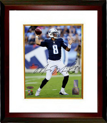 Marcus Mariota Autographed Tennessee Titans 8 x 10 Photograph Custom Framing #8 (navy jersey)- Mariota & Tri-Star Holograms - CTBL_MW22033-Powers Sports Memorabilia