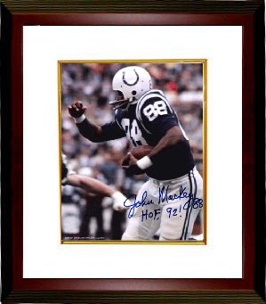 John Mackey Autographed Baltimore Colts HOF 8 x 10 Photograph Custom Framing - COA-Powers Sports Memorabilia