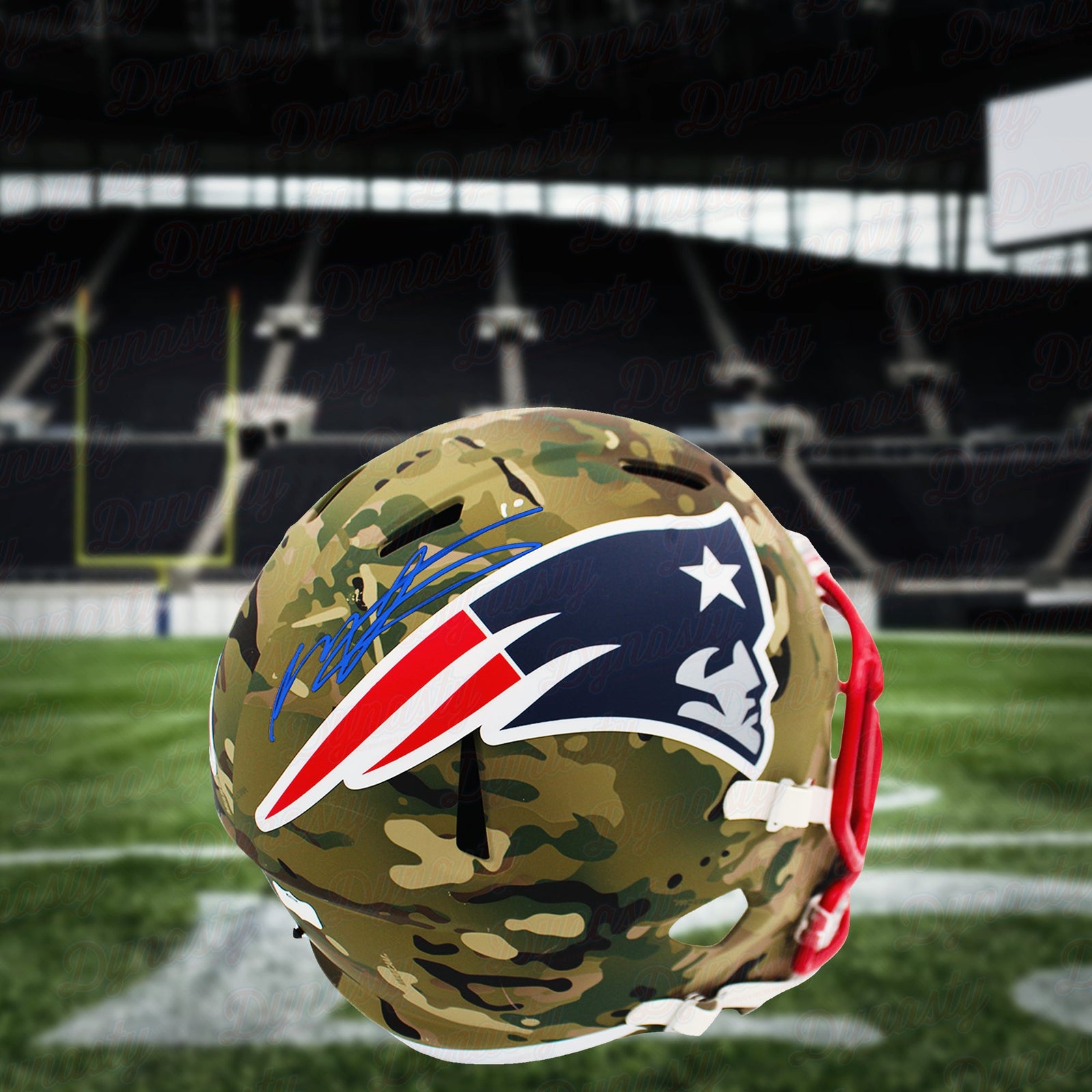 Mac Jones New England Patriots Signed Authentic Camo Football Helmet-Powers Sports Memorabilia