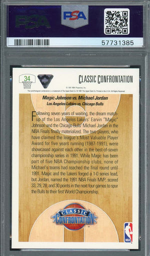 Michael Jordan Magic Johnson 1991 Upper Deck Basketball Card #34 Graded PSA 8-Powers Sports Memorabilia