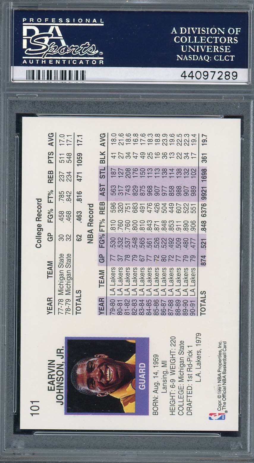 Magic Johnson 1991 Hoops Basketball Card #101 Graded PSA 10-Powers Sports Memorabilia