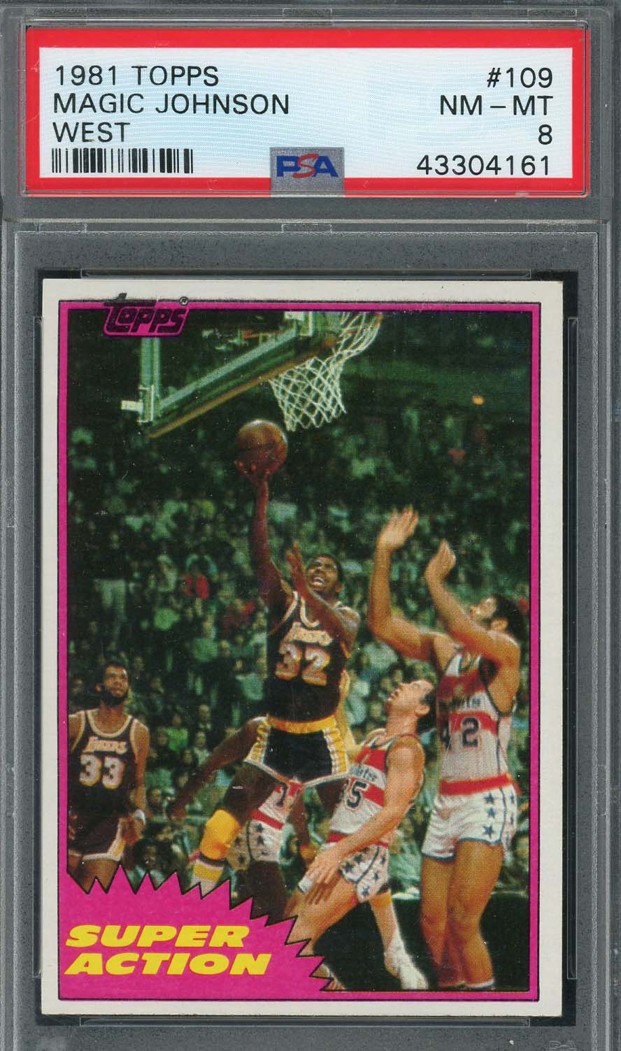 Magic Johnson 1981 Topps West Basketball Card #109 Graded PSA 8-Powers Sports Memorabilia