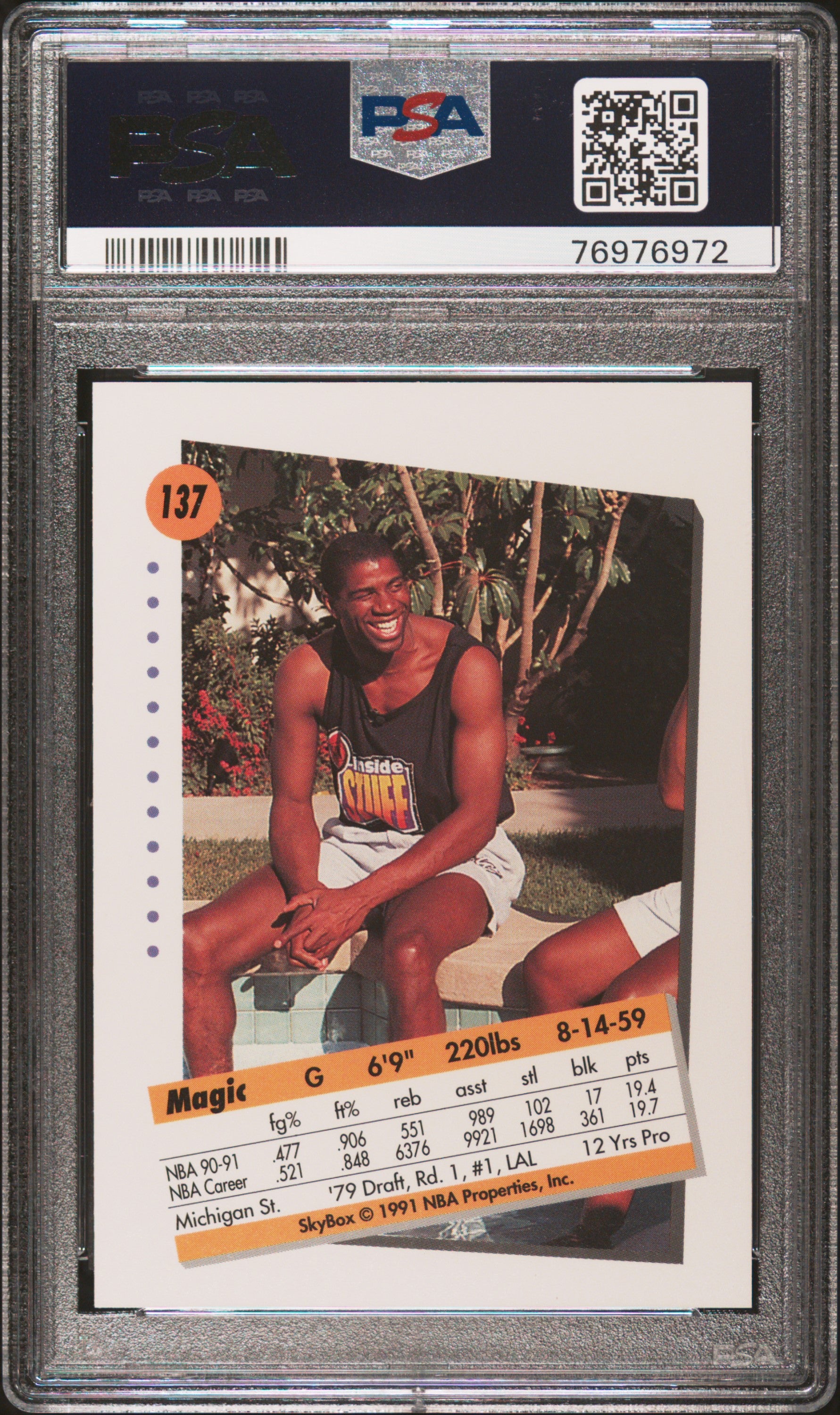 Magic Johnson 1991 Skybox Basketball Card #137 Graded PSA 10-Powers Sports Memorabilia