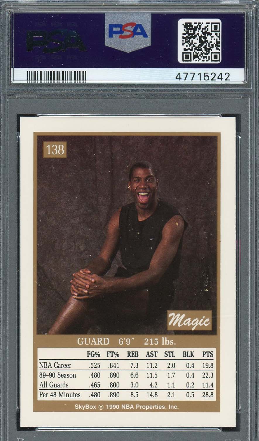 Magic Johnson 1990 Skybox Basketball Card #138 Graded PSA 9 MINT-Powers Sports Memorabilia