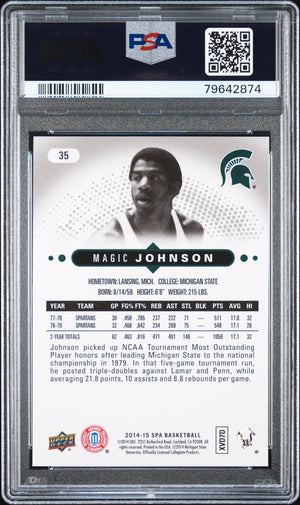 Magic Johnson 2014 Upper Deck SP Authentic Basketball Card #35 Graded PSA 10-Powers Sports Memorabilia