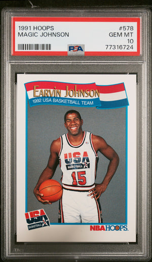 Magic Johnson 1991 Hoops USA Basketball Card #578 Graded PSA 10-Powers Sports Memorabilia