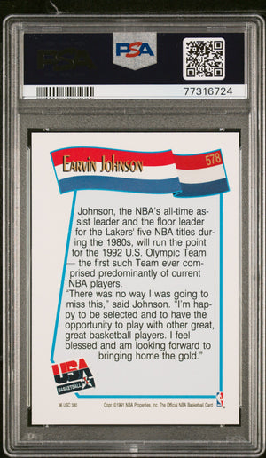 Magic Johnson 1991 Hoops USA Basketball Card #578 Graded PSA 10-Powers Sports Memorabilia