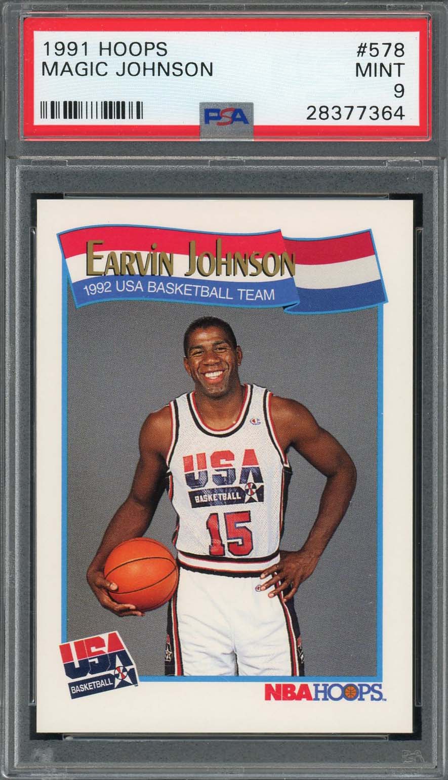 Magic Johnson USA 1991 Hoops Basketball Card #578 Graded PSA 9 MINT-Powers Sports Memorabilia