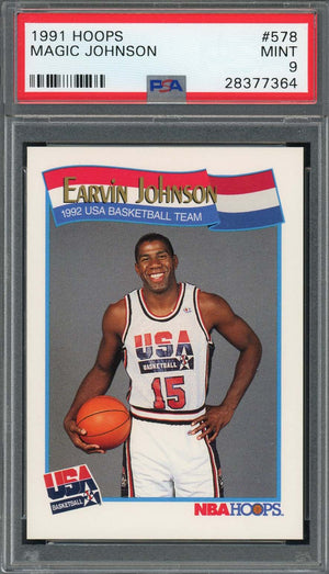 Magic Johnson USA 1991 Hoops Basketball Card #578 Graded PSA 9 MINT-Powers Sports Memorabilia