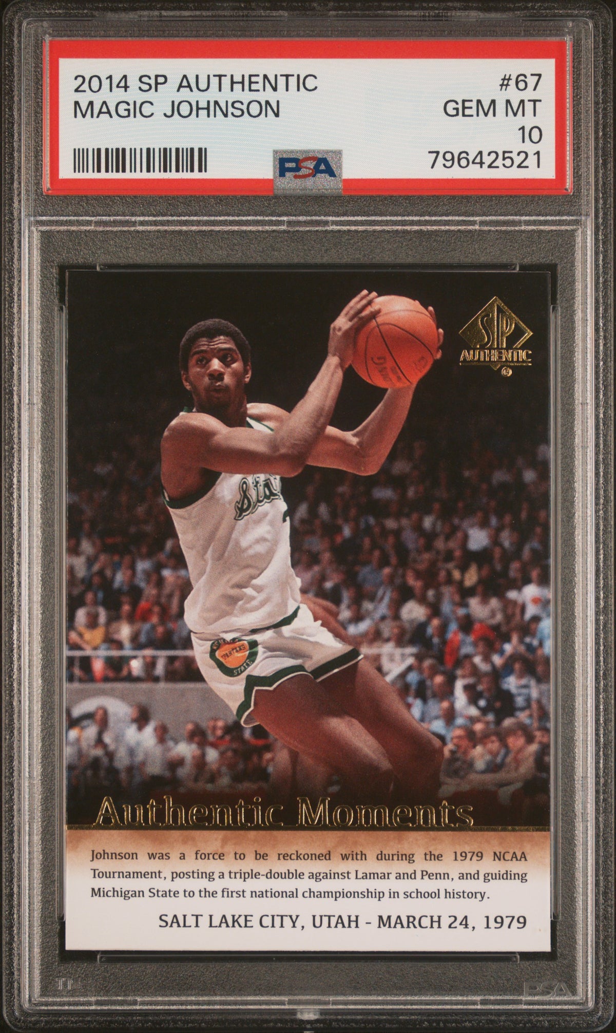 Magic Johnson 2014 Upper Deck SP Authentic Basketball Card #67 Graded PSA 10-Powers Sports Memorabilia