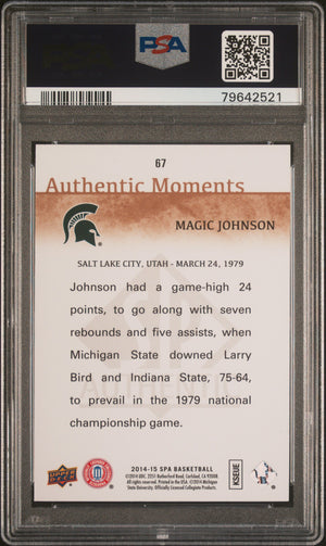 Magic Johnson 2014 Upper Deck SP Authentic Basketball Card #67 Graded PSA 10-Powers Sports Memorabilia