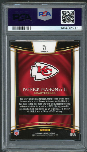 Patrick Mahomes 2018 Panini Select Silver Prizm Football Card #66 Graded PSA 9 MINT-Powers Sports Memorabilia