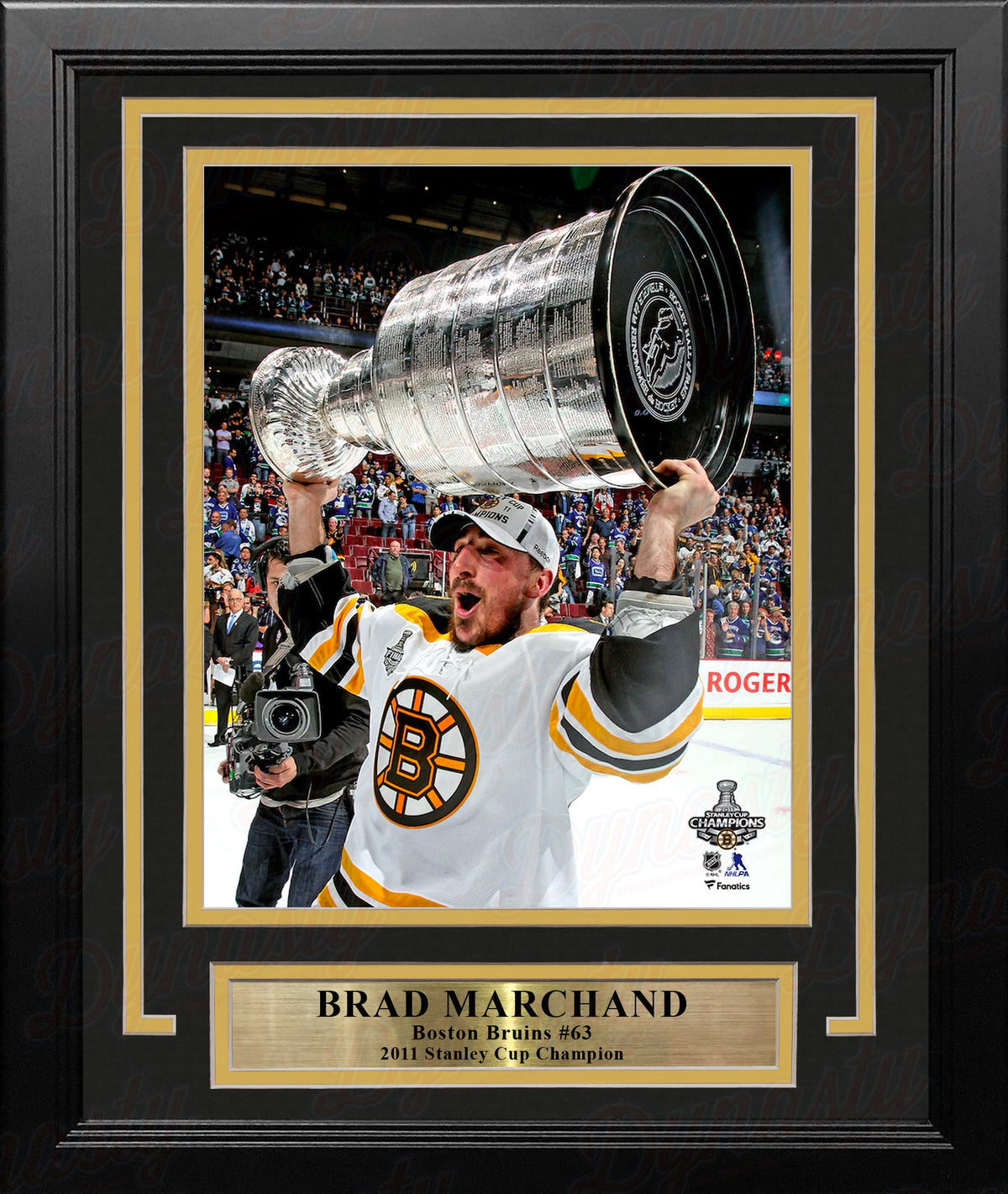 Brad Marchand 2011 Stanley Cup Trophy Boston Bruins 8" x 10" Framed Hockey Display Photo-Powers Sports Memorabilia
