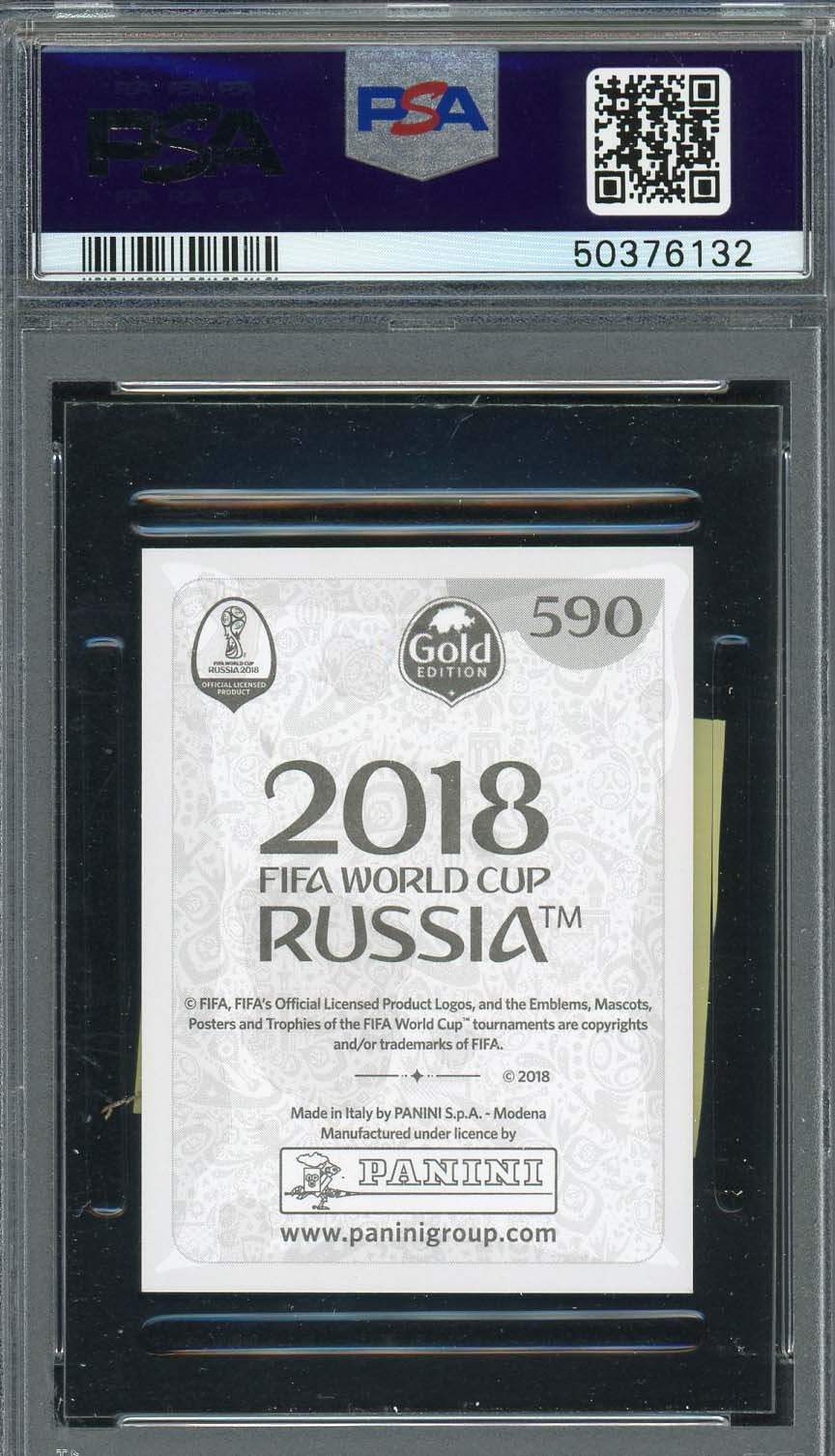 Marcus Rashford 2018 Panini World Cup Rookie Stickers Gold Card #590 PSA 8-Powers Sports Memorabilia