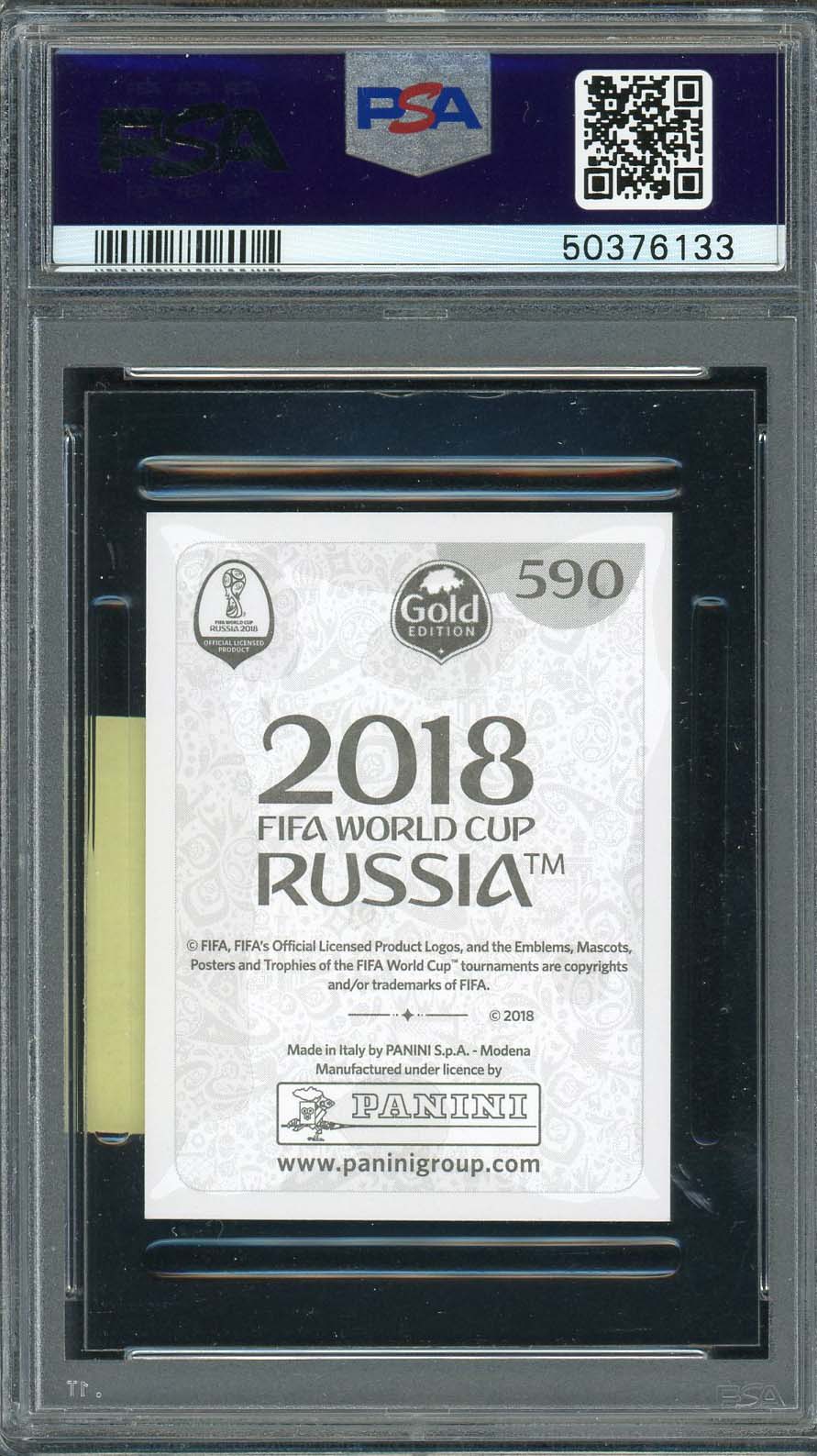 Marcus Rashford 2018 Panini World Cup Rookie Stickers Gold Card #590 PSA 9-Powers Sports Memorabilia
