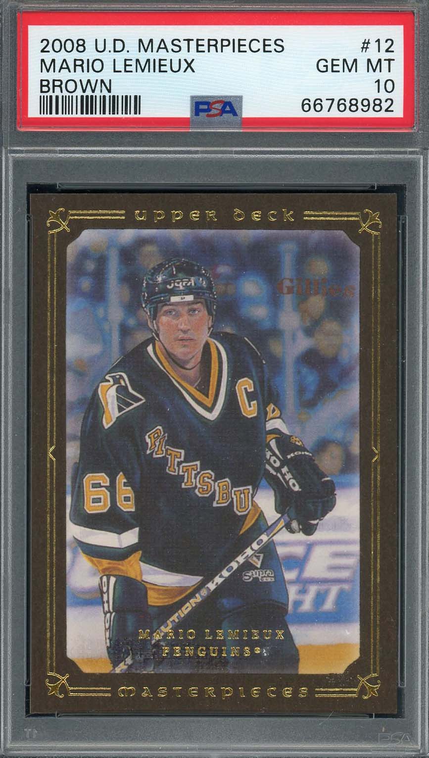 Mario Lemieux 2008 Upper Deck Masterpieces Brown Hockey Card #12 Graded PSA 10-Powers Sports Memorabilia