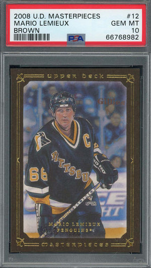 Mario Lemieux 2008 Upper Deck Masterpieces Brown Hockey Card #12 Graded PSA 10-Powers Sports Memorabilia