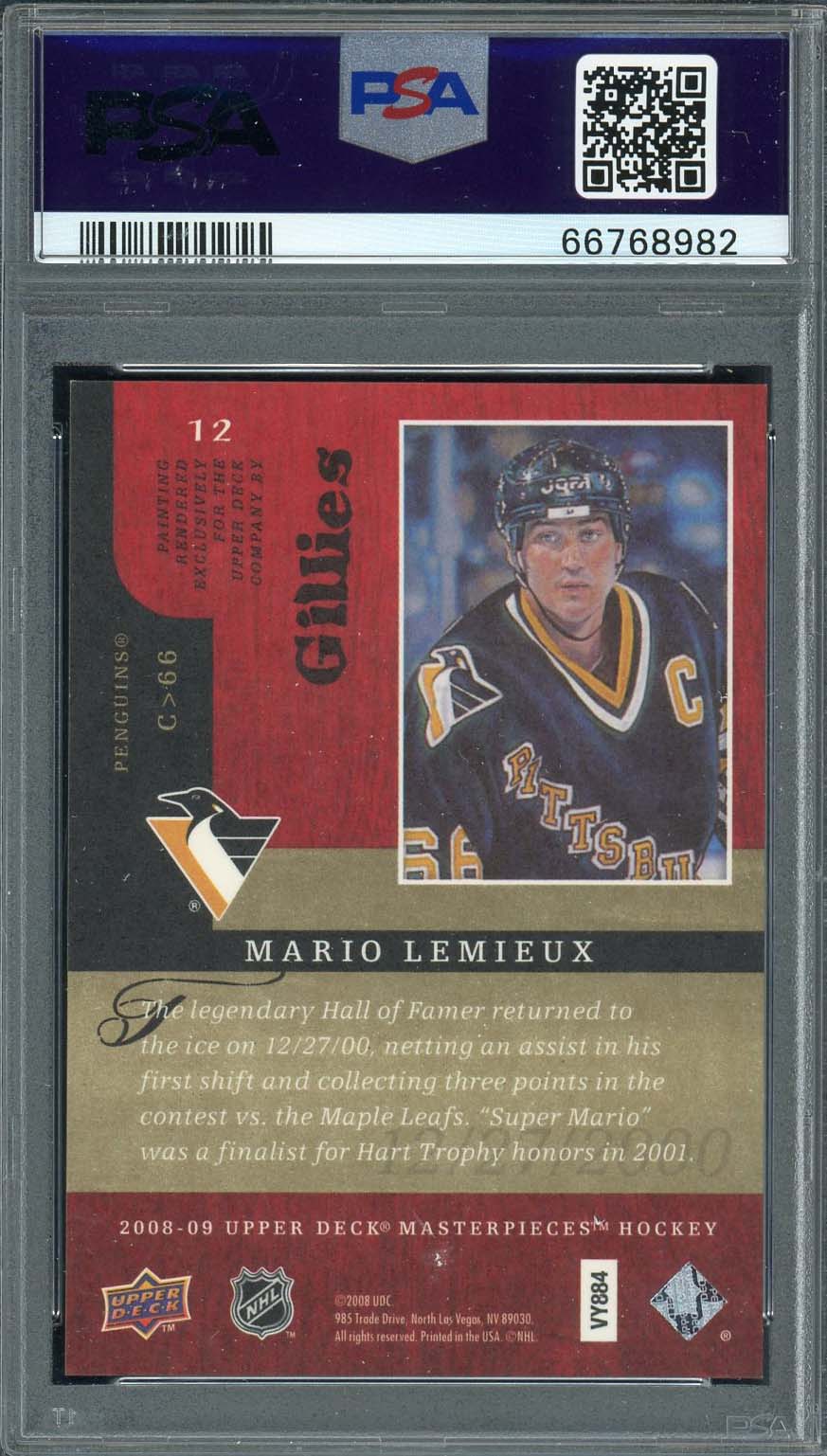 Mario Lemieux 2008 Upper Deck Masterpieces Brown Hockey Card #12 Graded PSA 10-Powers Sports Memorabilia