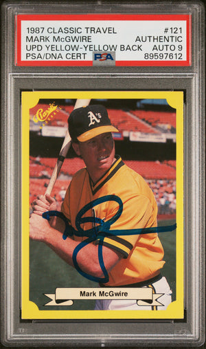 Mark McGwire 1987 Classic Travel Yellow Back Rookie Card #121 Auto PSA 9 9597612-Powers Sports Memorabilia