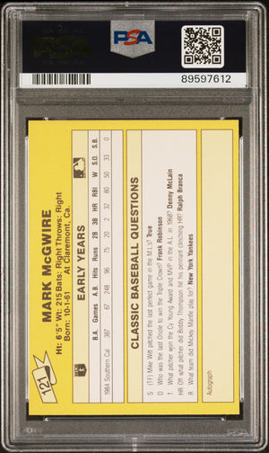Mark McGwire 1987 Classic Travel Yellow Back Rookie Card #121 Auto PSA 9 9597612-Powers Sports Memorabilia