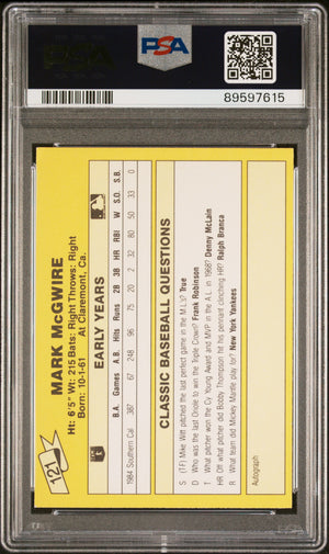Mark McGwire 1987 Classic Travel Yellow Back Rookie Card #121 Auto PSA 9 9597615-Powers Sports Memorabilia
