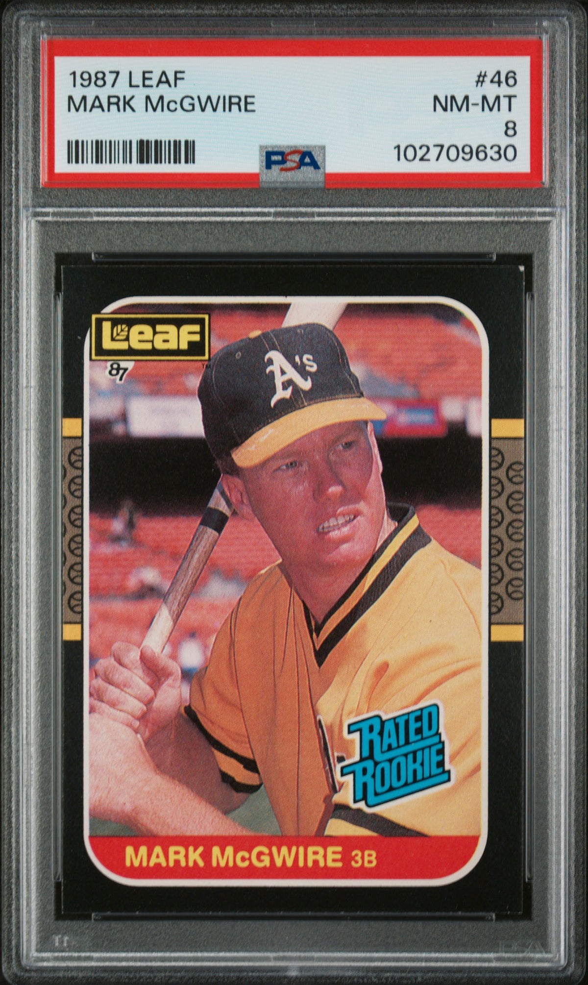 Mark McGwire 1987 Leaf Baseball Rookie Card #46 Graded PSA 8-Powers Sports Memorabilia