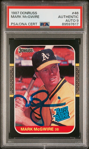 Mark McGwire 1987 Donruss Signed Baseball Rookie Card #46 Auto Graded PSA 9 7617-Powers Sports Memorabilia