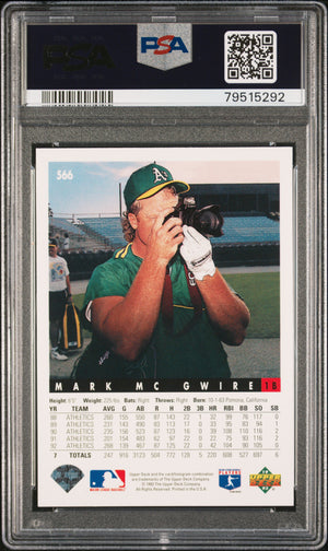 Mark McGwire 1993 Upper Deck Baseball Card #566 Graded PSA 10-Powers Sports Memorabilia