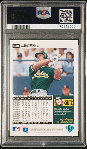 Mark McGwire 1996 Collectors Choice Baseball Card #640 Graded PSA 10-Powers Sports Memorabilia