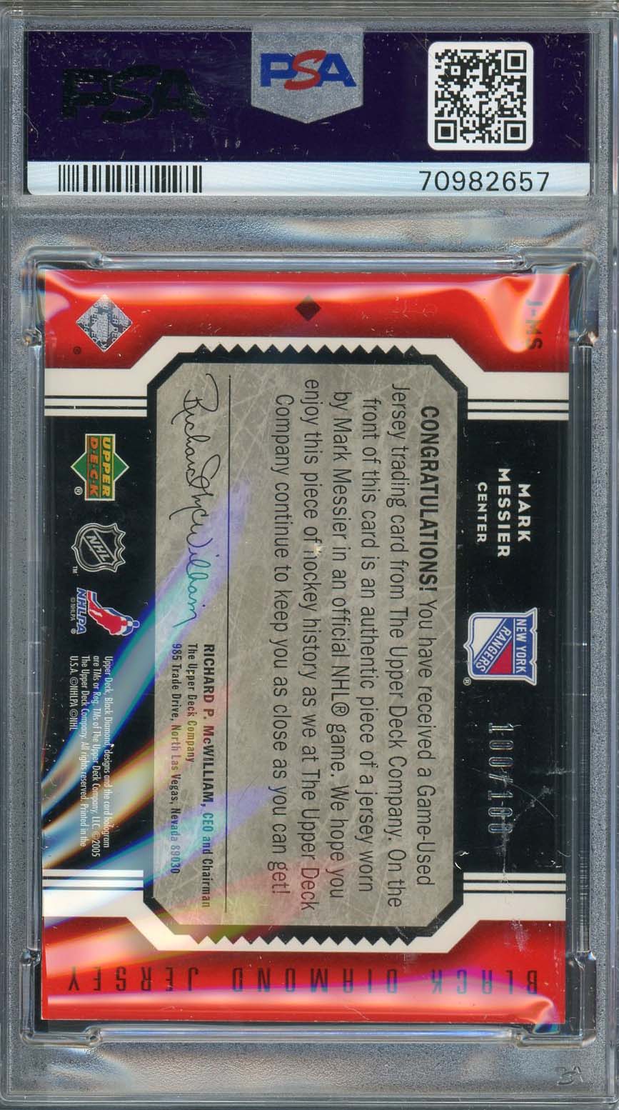 Mark Messier 2005 Upper Deck Signed Game Used Jersey Patch Card #J-MS Auto PSA 9-Powers Sports Memorabilia