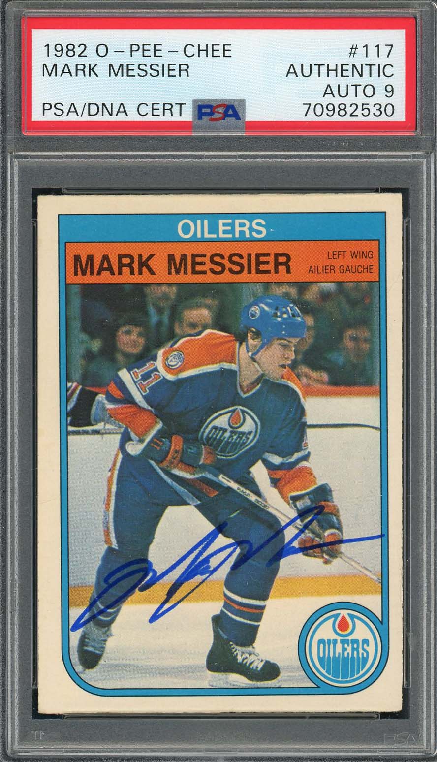 Mark Messier 1982 O-Pee-Chee Signed Hockey Card #117 Auto Graded PSA 9 70982530-Powers Sports Memorabilia