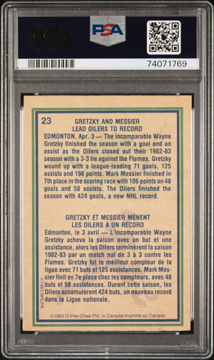 Wayne Gretzky and Mark Messier 1983 O-Pee-Chee Highlights Card #23 Graded PSA 7-Powers Sports Memorabilia