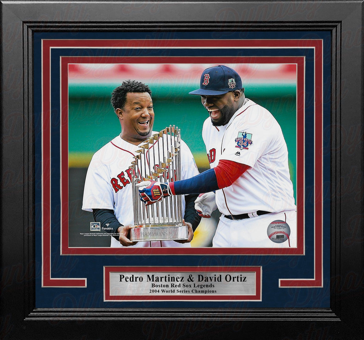 Pedro Martinez & David Ortiz World Series Trophy Boston Red Sox 8" x 10" Framed Baseball Display Photo-Powers Sports Memorabilia