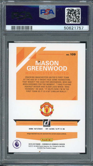 Mason Greenwood 2019 Panini Chronicles Rookie Card #109 PSA 9-Powers Sports Memorabilia