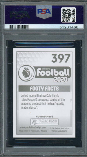 Mason Greenwood 2019 Panini EPL Rookie Card #397 PSA 8-Powers Sports Memorabilia
