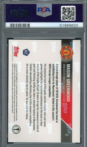 Mason Greenwood 2019 Topps Now UEFA Champions League Rookie Card #59 PSA 10-Powers Sports Memorabilia