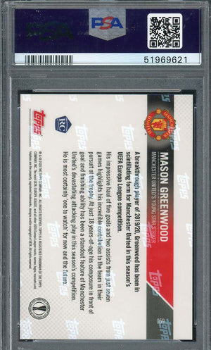Mason Greenwood 2019 Topps Now UEFA Champions League Rookie Card #59 PSA 9-Powers Sports Memorabilia